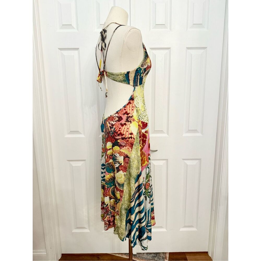 Y2K Just Cavalli Womens Multicolor Patchwork Maxi Dress Backless Midi (S/M)